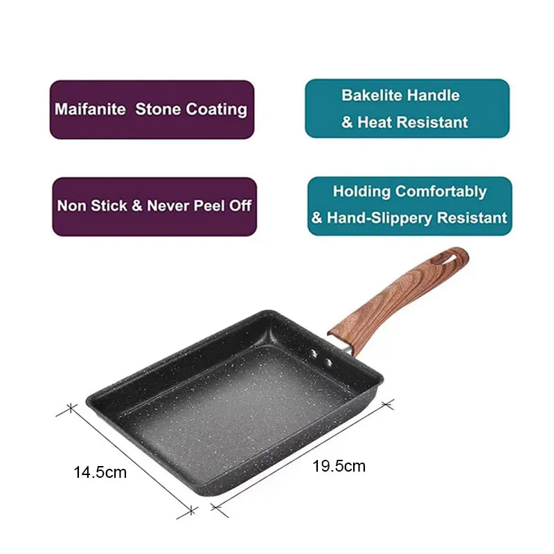 Tamagoyaki Japanese Omelette Pan Nonstick Egg Pan Skillet Rectangle Tamago Pan Small Egg Frying Pan with Cooking Tools