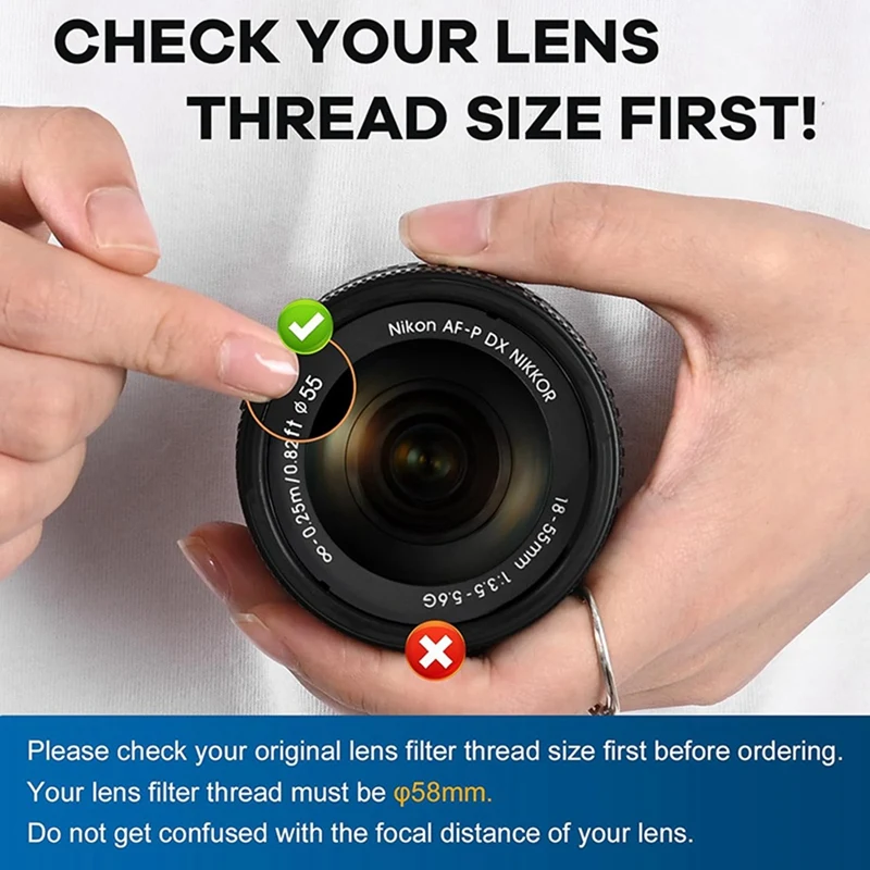 58MM 0.43x High-Definition Wide Angle + Macro Lens Attachment for 58mm Cameras Enhance Your Photography Creativity-A32R