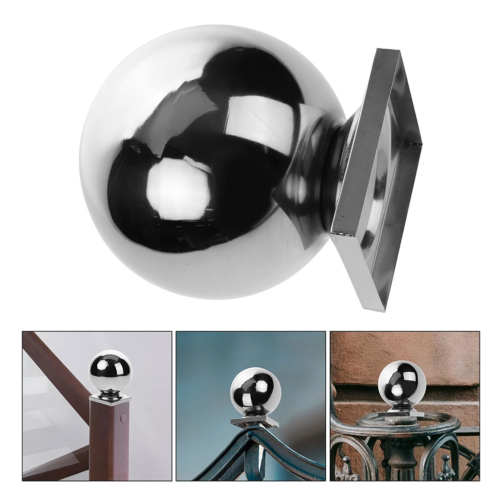 

2 Pcs Stainless Steel Ball Deck Fence Caps Handrail End Guard Post Bed Finials Extender