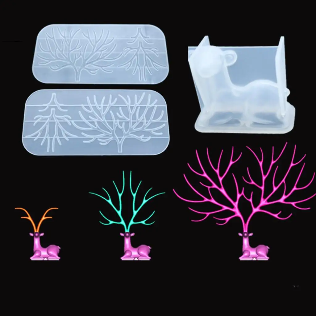 Fishtail Silicone Mould Food Grade Silicone Resin Mold Antler Themed Ornament Mold for Christmas Jewelry and Cake Decoration
