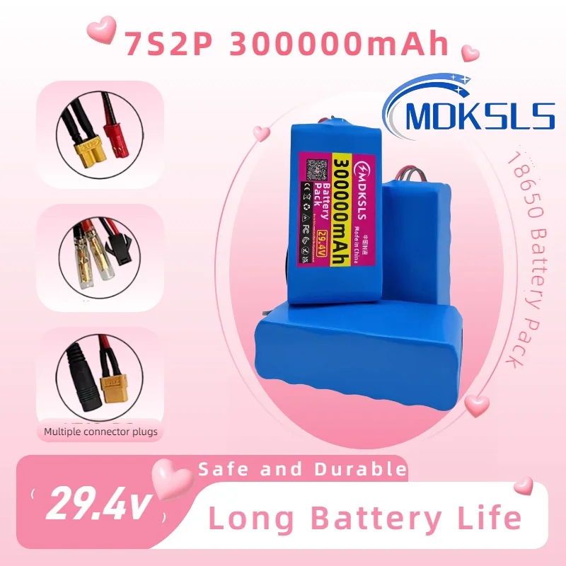 

7S2P /29.4V 30Ah 8Ah 18650 Battery pack 29.4V 30000mAh Rechargeable Battery Mini Portable Charger For LED/Lamp/Camera with BMS