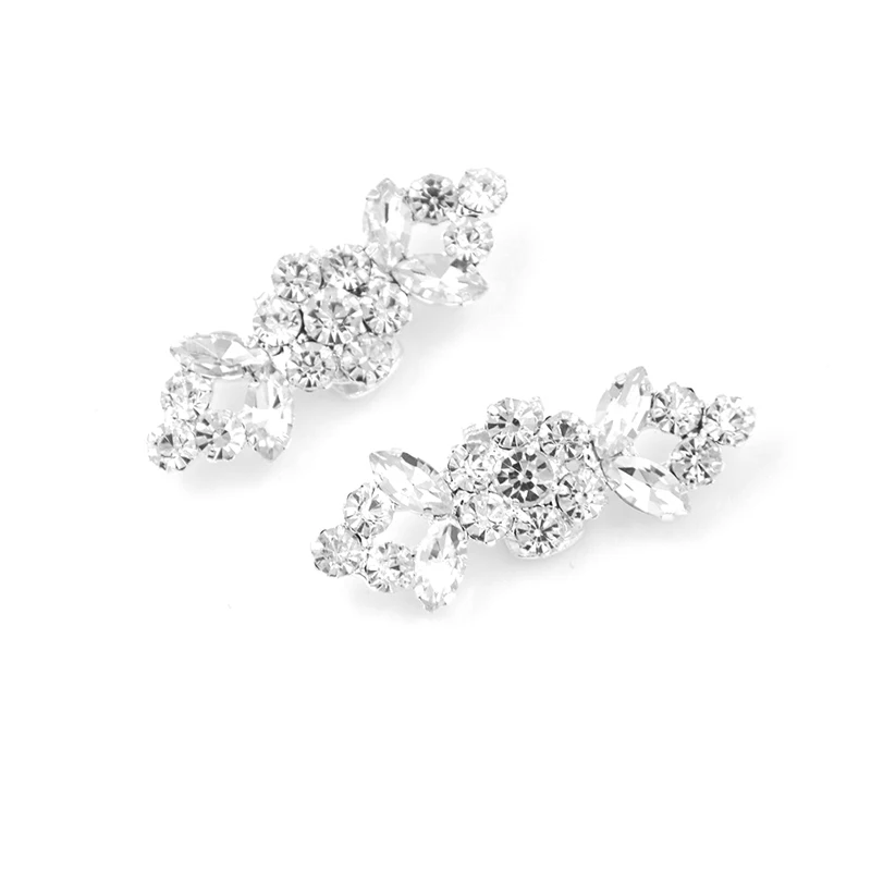 Rhinestone Shoe Clip Silk Flower Shoe Decorations Shiny Decorative Clips Charm Buckle Wedding Brooch Bride Shoe Accessories