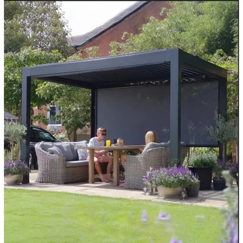 Modern Aluminum Alloy Pergola-Waterproof & Windproof Outdoor Structure Garden & Balcony Use Customizable Dimensions