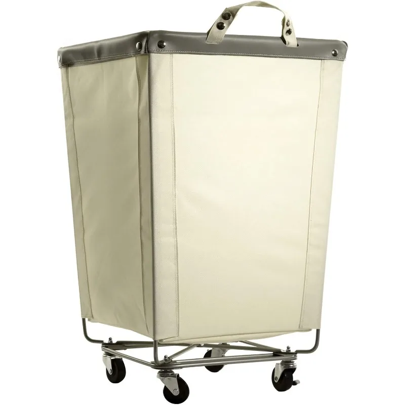 Large Commercial Heavy Duty Rolling Steel Frame Laundry Hamper Canvas Cart Bin, w/ Wheels for Hotel, Home, Clos