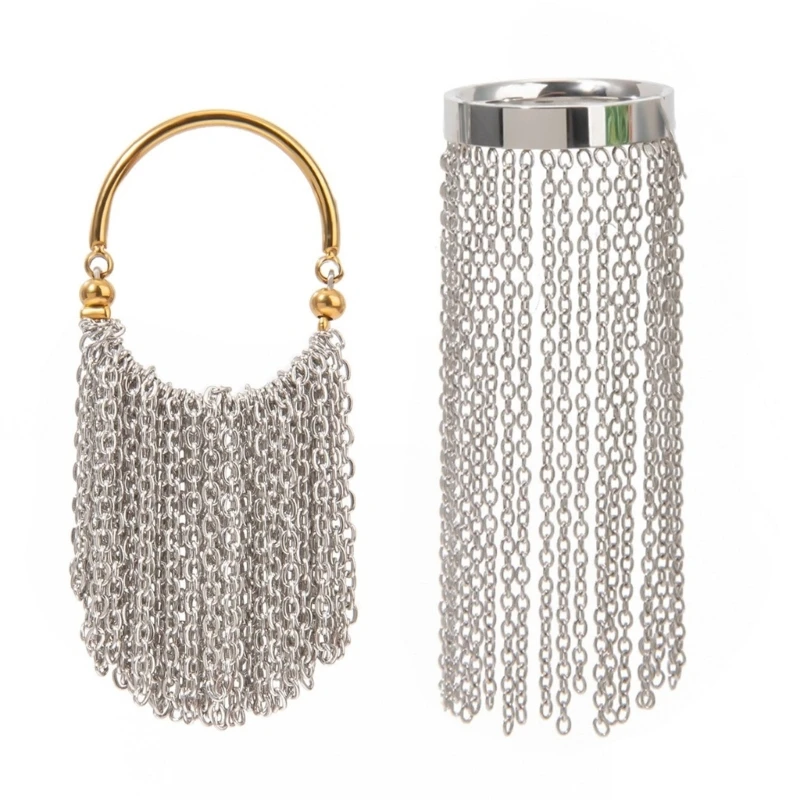 

Adjustable rings with chains, men's and women's tassels, stainless steel, gold and silver rings, ornaments, party accessories