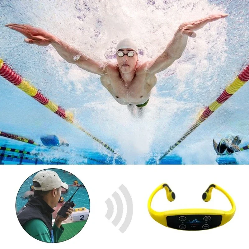 نمط توصيل العظام للسباحة مثبت على الرأس للتدريب على سماعات الأذن مجموعة استقبال 907 ذكية