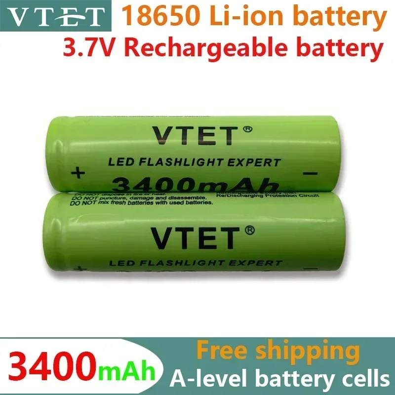 2024New 18650 3.7V 3400mAh Rechargeable Battery for Flashlight Torch Headlamp Li-ion Rechargeable Battery Drop FAN New Arrival