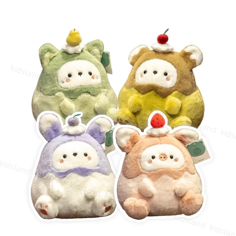 Jouet en peluche Kawaii Top Cake pour garçons, elfe, lapin violet, overrose, ours jaune, chien vert, gâteau aux fruits, cadeau