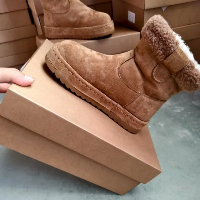 

Northeast Retro Velvet Snow Boots for Women 2025 Autumn and Winter Thickened Short Thigh Boots Cotton Shoes Platform Booties