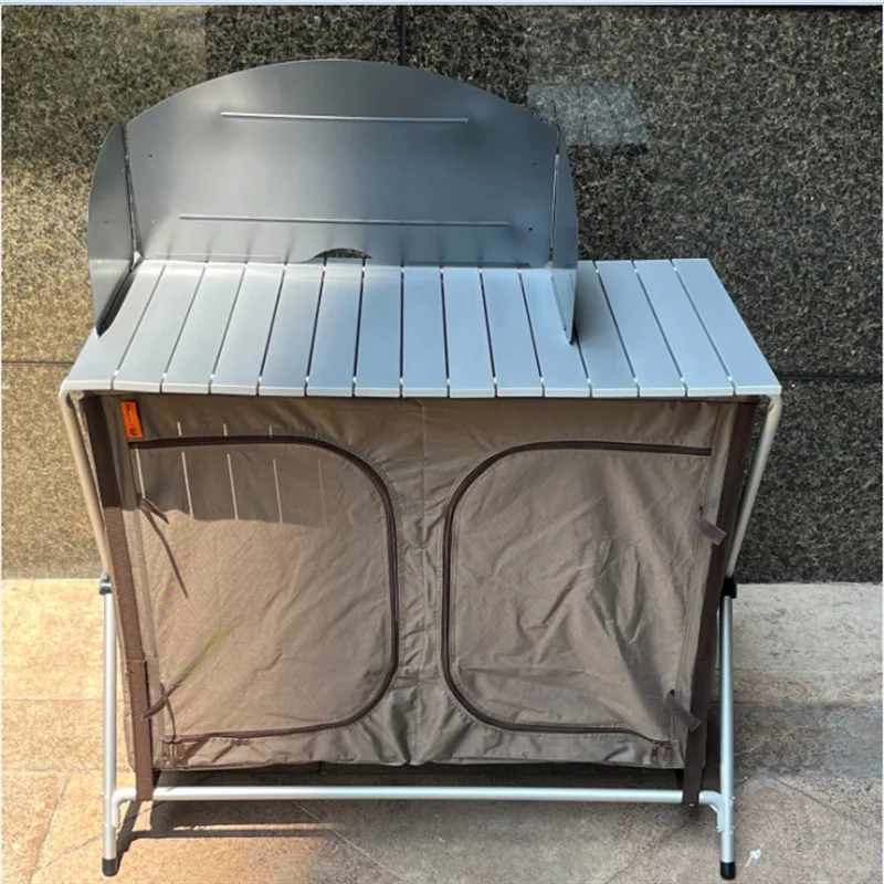 Spot camping storage cabinet, aluminum alloy picnic barbecue table, outdoor portable folding kitchen cabinet table