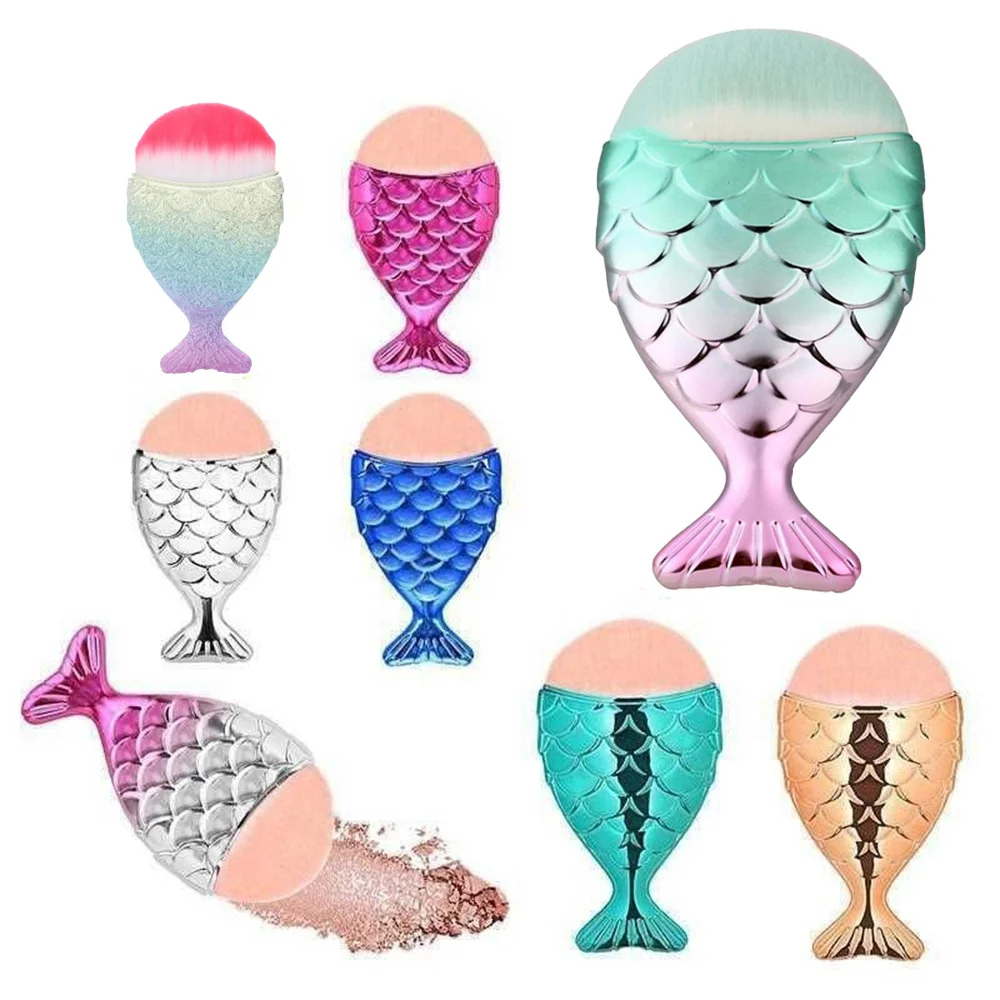 Fish Tail Makeup Brush Mermaid Professional Face Blush Brush Foundation Brushes Fishtail Nail Brush Cosmetic Brush Nail Art Tool