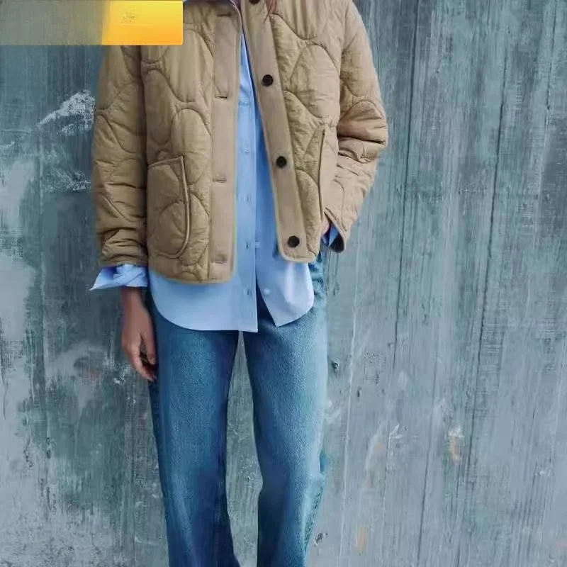 Faionable Jaet leggero con motivo a diamanti con ket Capispalla versatile in cotone da donna Coreano Sle Loose Fit Long Sve