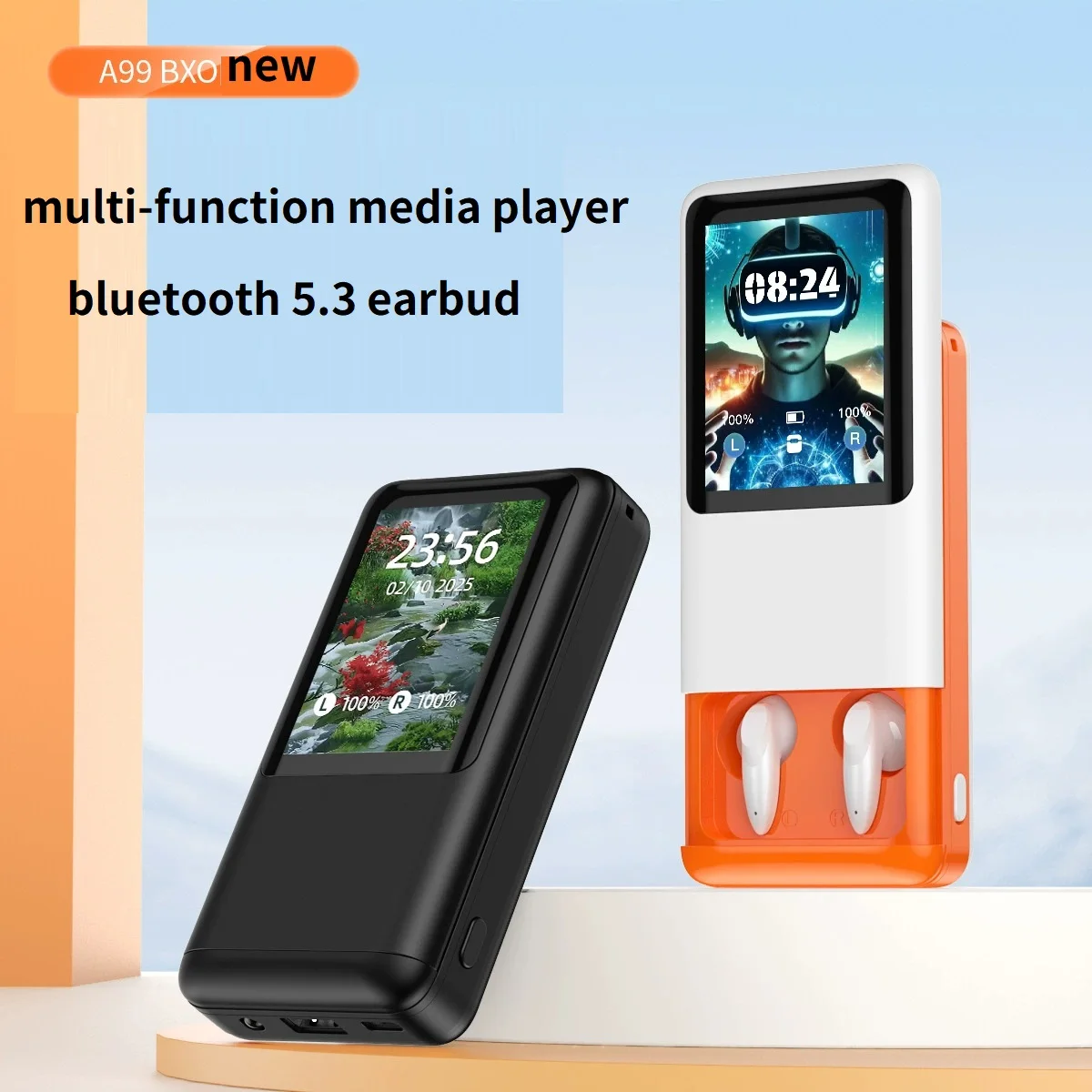 A99 Multi Functional Bluetooth Earphone Touch Screen Large Battery Power Bank Multimedia Three In One Travel Essential Headphone