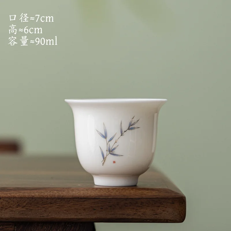 Ceramic Teacup Goat Fat Jade White Porcelain Master Cup Tea Cup Accessories Керамическая чашка