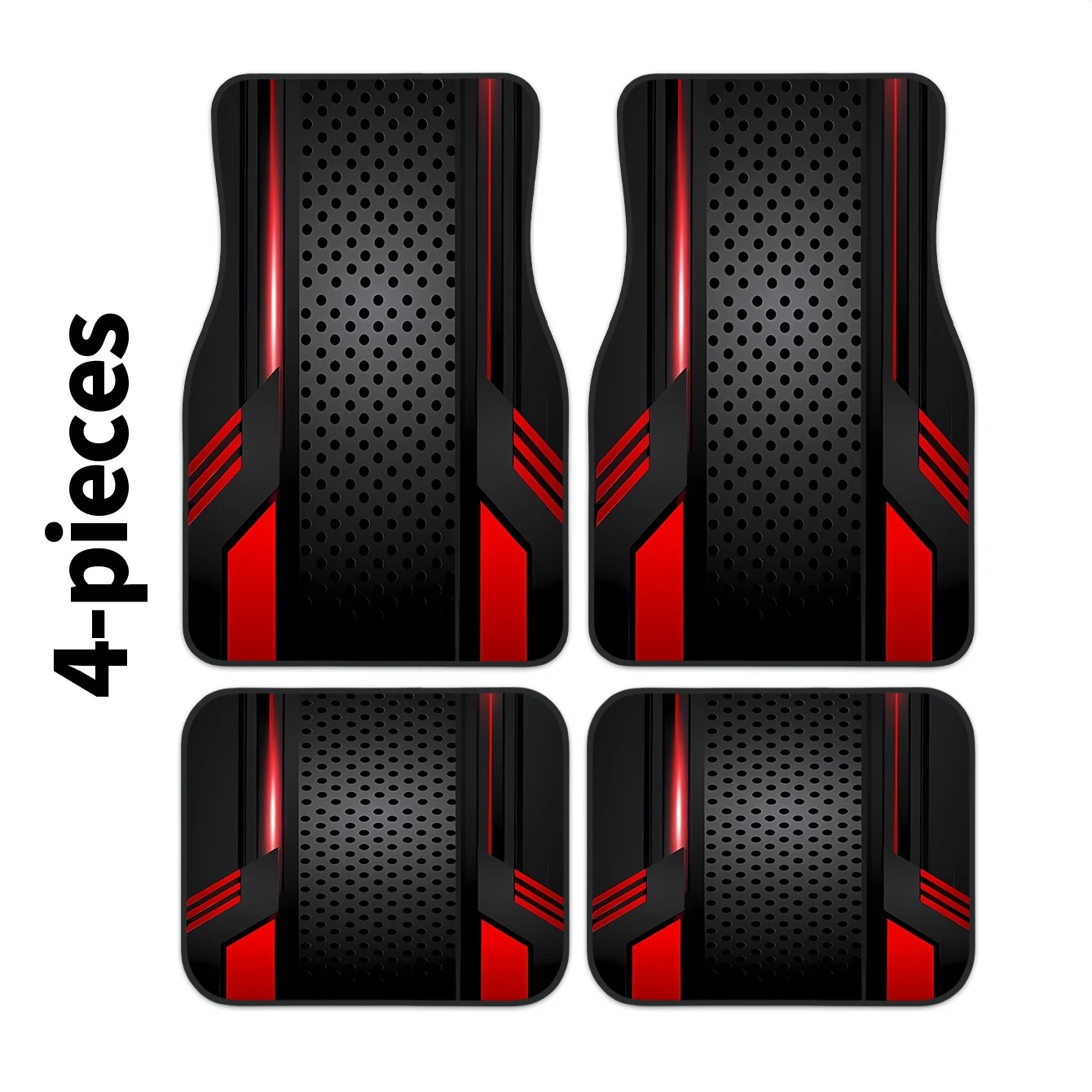 2D, 4pcs Set Of Tech-style Panel Pattern Trendy Car Floor Mats, Suitable For All Seasons, Fashionable And Durable, Easy To Clean