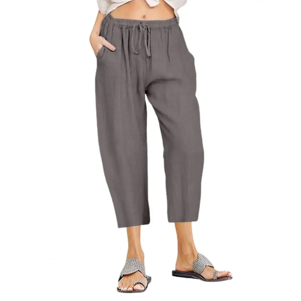 Pantaloni Casual pantaloni corti estivi da donna alla moda con pantaloni elastici a vita alta con coulisse a gamba larga per un Comfort Casual sciolto