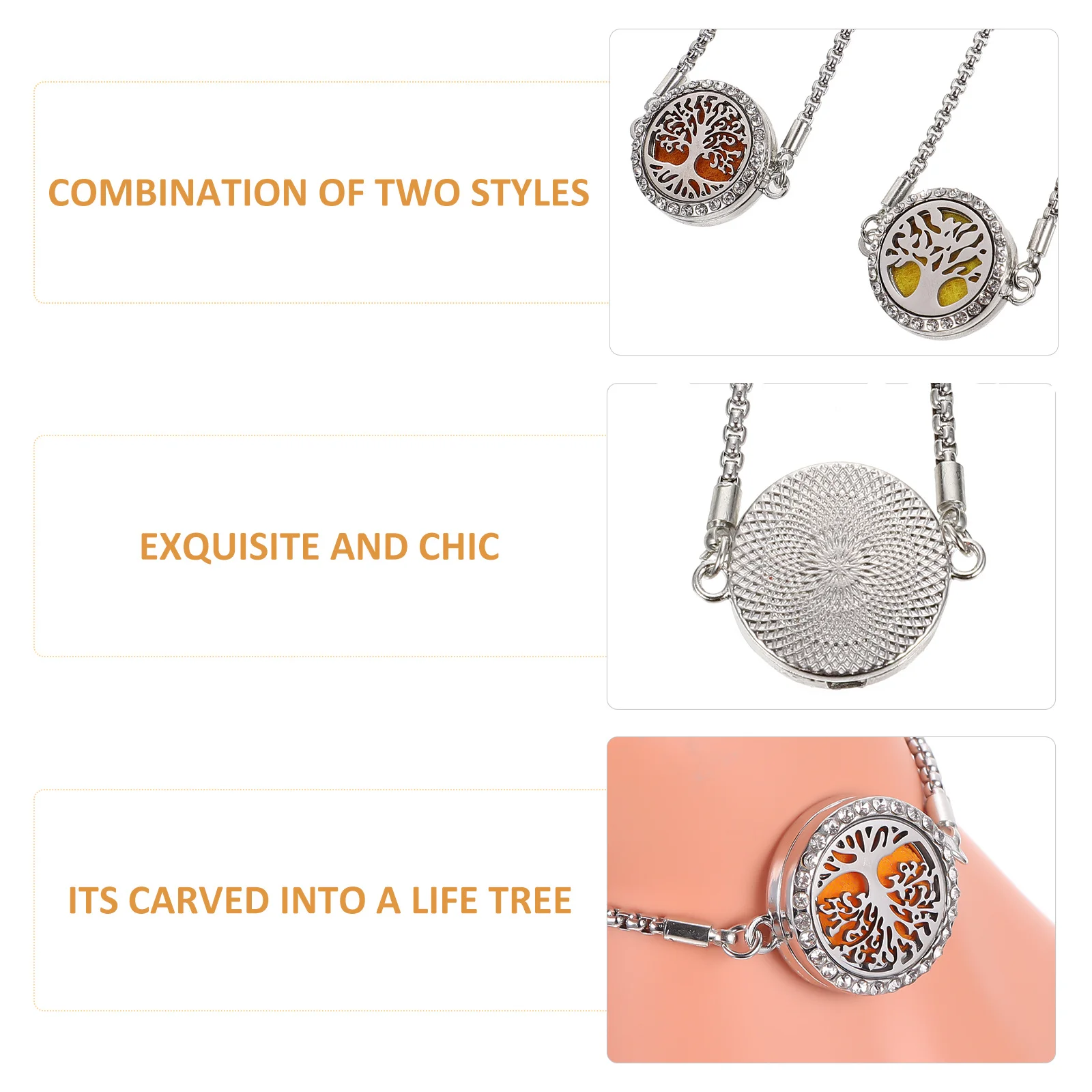 

2Pcs Essential Oil Bracelets Hollow Life Tree Chains Aroma Oil Perfume Diffuser Adjustable Decorative Wrist Jewelry