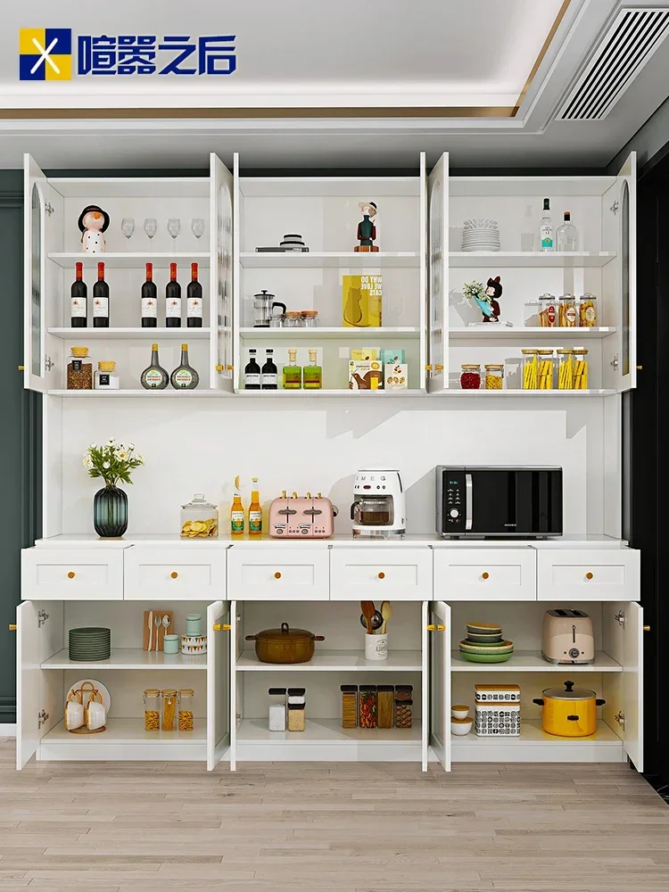 Tea Cabinet Integrated Wall-Mounted Kitchen Locker Microwave Oven Rack 8g194