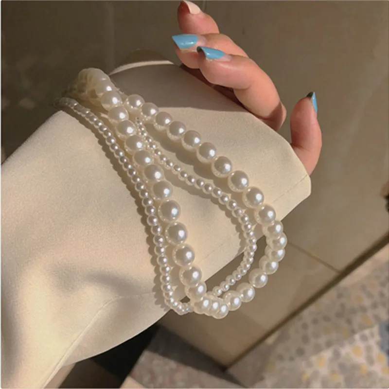 Korean Fashion Double Layer Pearl Necklace Women Personality Necklace Wedding Jewelry Birthday Anniversary Gift Collares Mujer