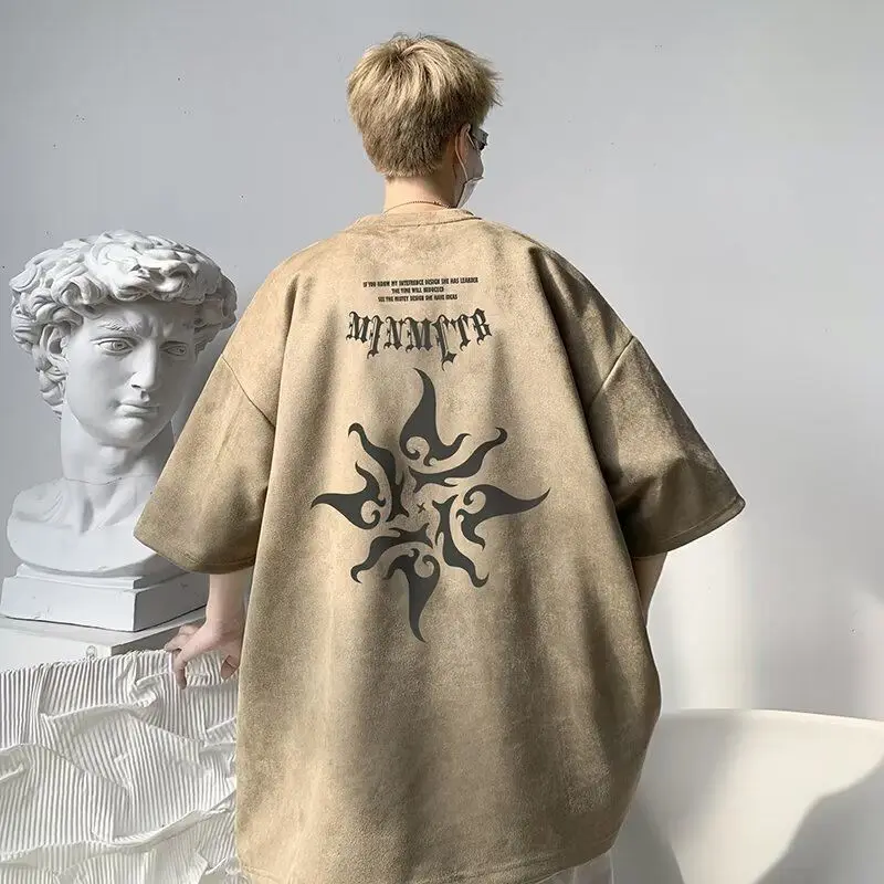男性と女性のためのパーソナライズされたプリントTシャツ,ラウンドネック,半袖,ルーズ,ヴィンテージ,カジュアル,アメリカン,ヒップホップ,トレンディ,ハイストリート