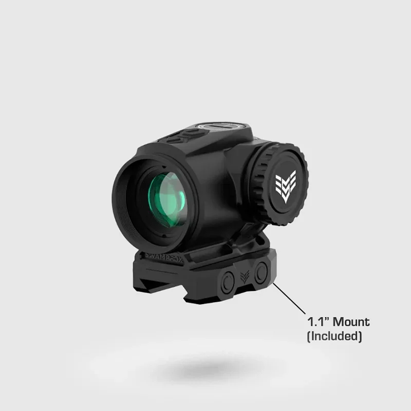 swampfox RAIDER 1X20 Prism Green Dot Sight 6 MOA T-2 footprint