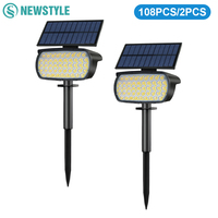 Solar Landscape SpotLights Outdoor 108 LEDs Solar Powered Wall Lights 3 Modes Waterproof 2-in-1 Garden Yard Driveway Walkway