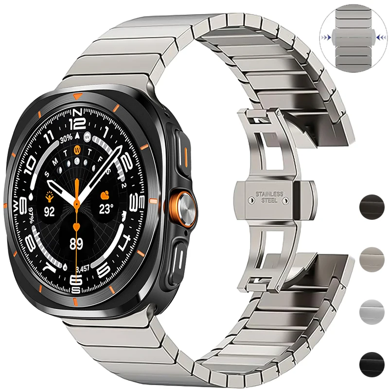 

No Gaps Metal Bracelet for Samsung Galaxy Ultra Watch 47mm Luxury Stainless Steel Strap for Galaxy Ultra 47 Butterfly Clasp Band