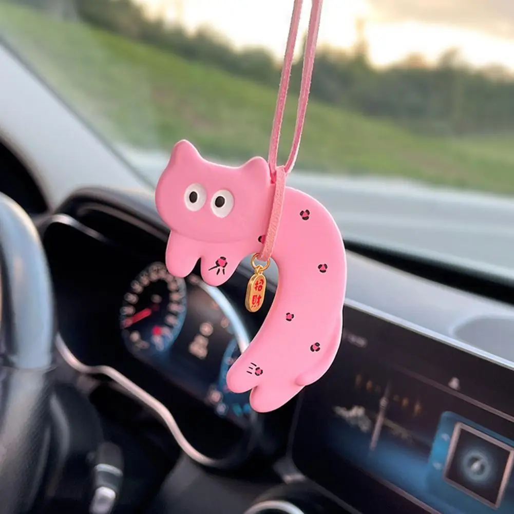 

Fragrance-diffusing Stone Cat Decoration Adorable Cat Car Hanging Ornament with Fragrance Diffuser Lanyard for Auto for Car