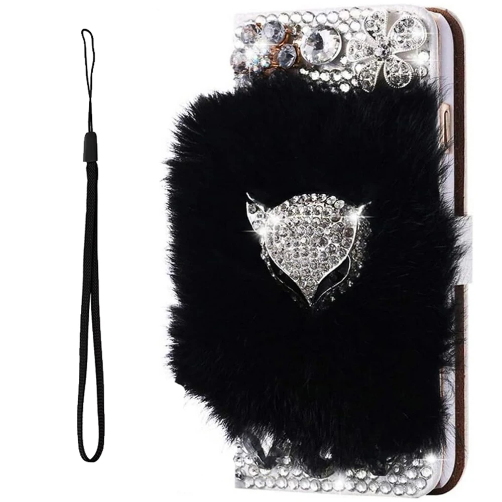 

Rabbit Fur Leather Wallet Flip Case For Samsung Galaxy A04s A13 A14 A23 A34 A51 A52 A53 A54 A71 S23 Ultra S22 Plus S21 FE Fox