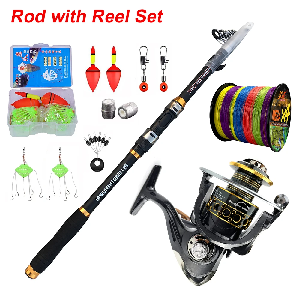 

Spinning Rod Telescopic Fishing Rod 2.1~3.6M Combination Hard Sea Fishing 5.2:1 Reel with Line Bait Float Space Beans Set Pesca