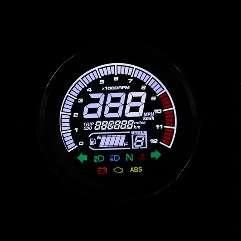 Universal Motorcycle Digital Meter Assembly Speedometer Odometer LCD Meter Multi-Functional Gauges Instrument