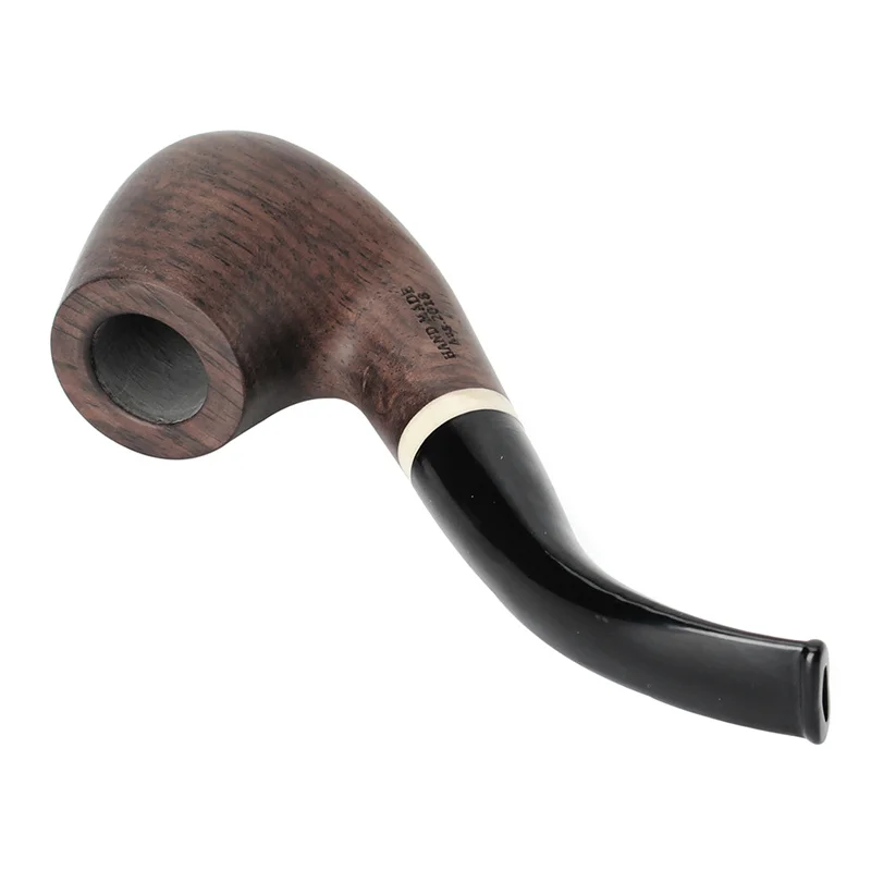 MUXIANG-Handmade Ebony Wooden Bent Stem for Smoking, Tobacco Pipe, Activated Carbon Filter, 10 Pipe Cleaning Accessories,