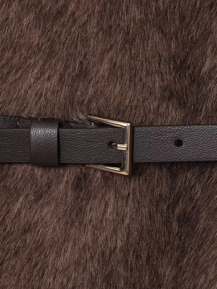 Europäischer und amerikanischer Stil Herbst neue Damen lässiges Temperament einfacher Kunstfell-Effekt ärmellos mit Gürteljacke