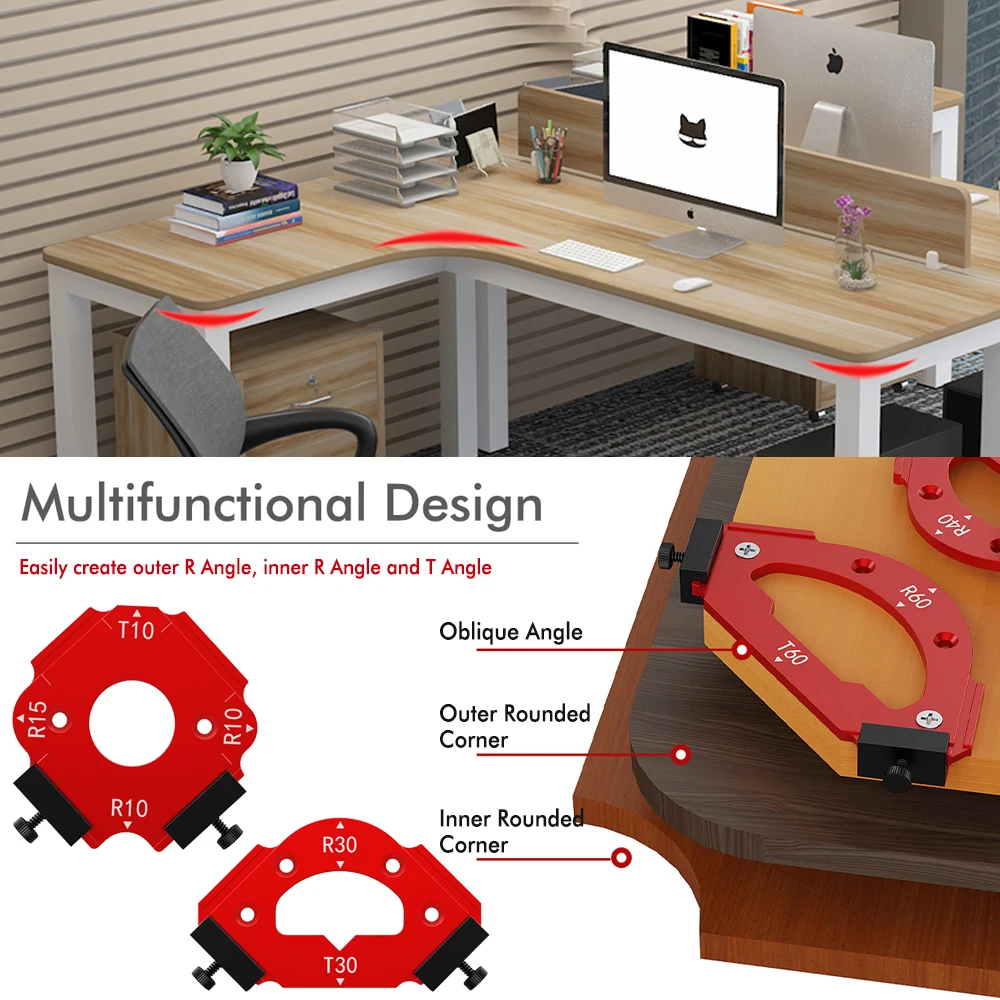 RT10-RT60 Radius Jig, Woodworking Router Templates Arc Angle Positioning Template, Corner Radius, Reusable Positioning Tool