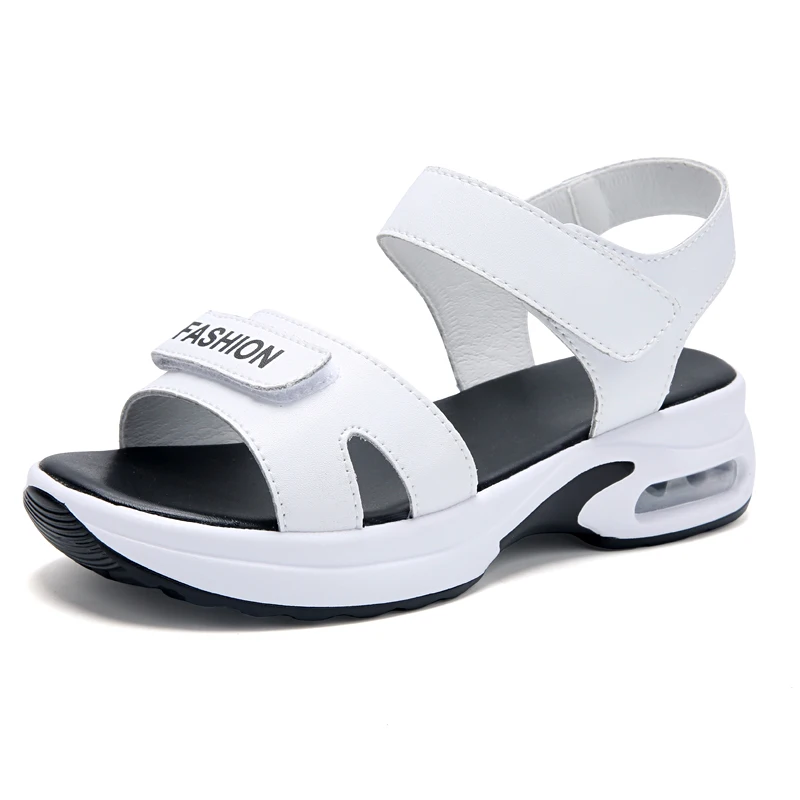 Leather Summer Women Sandals shoes ladies Platform sandals Flat Sneakers wedges Air Outsole women sandals Light Weight