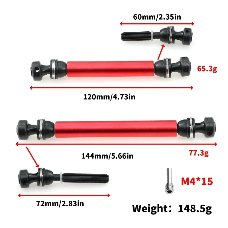 อลูมิเนียมอัลลอยด์ + 45 #   เหล็ก CVD ด้านหน้า + ด้านหลังเพลาขับสําหรับ Axial 1/10 RBX10 Ryft 4WD RC รถ