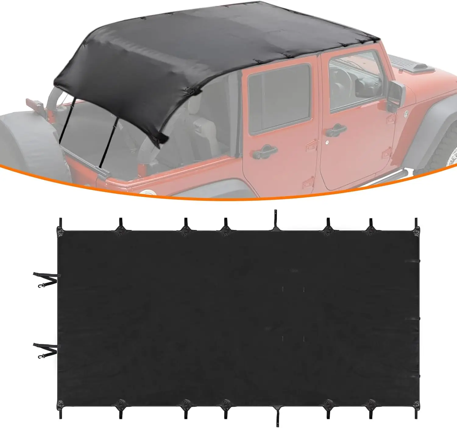 

Bikini Top Roof Cover Full Length,Soft Washable Leather Sunshade Top For Jeep Wrangler JK JKU 2007-2018 4 Door 94"X54"