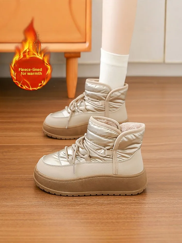 

Водонепроницаемые зимние женские сапоги 2023 года, новые, на толстой подошве, увеличивающие рост, нескользящие, короткие, утепленные, для суровых зим, очень теплые.