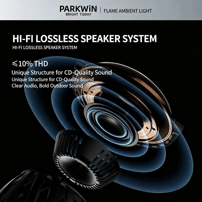 PARKWiN Rechargeable Flame Light Bluetooth Speaker, HIFI Stereo 3600mAh, 30H Playtime Portable LED Ambient Lamp for Home Party