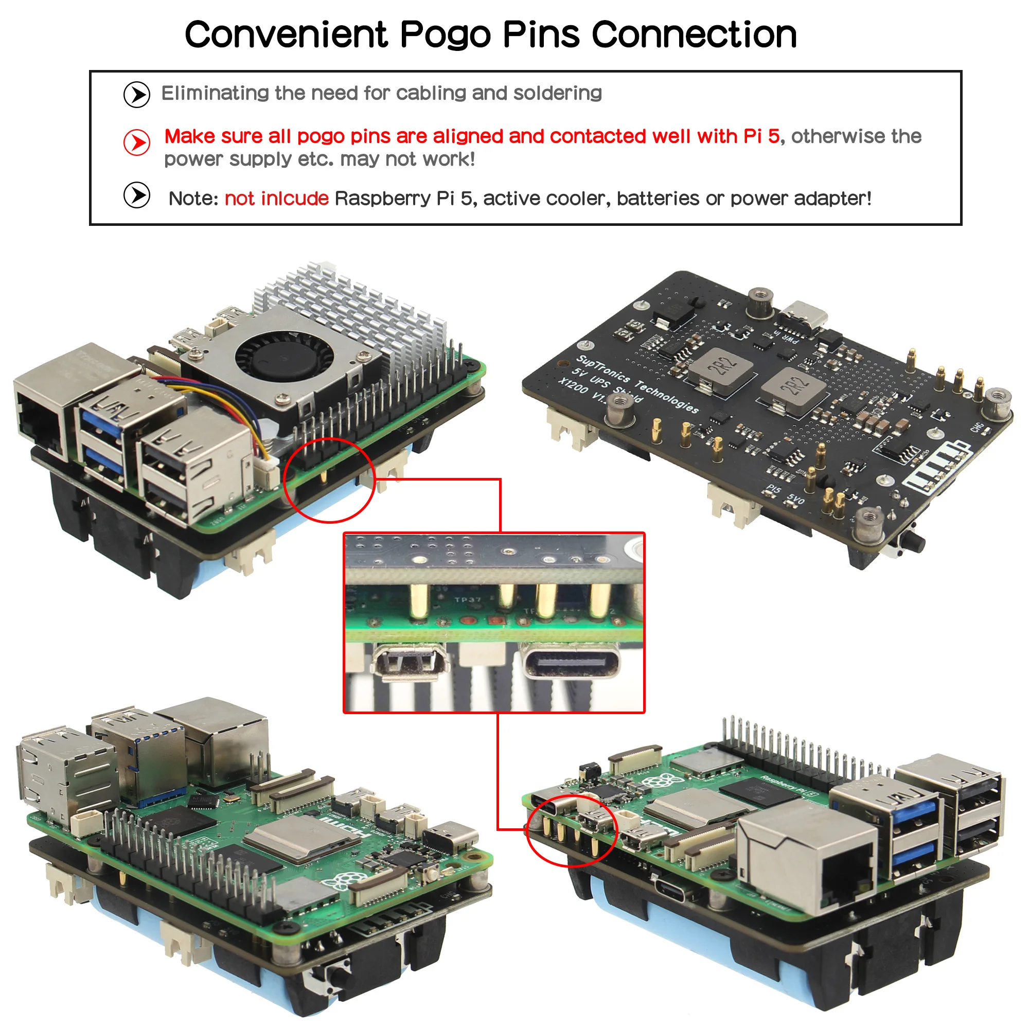 Geekworm Raspberry Pi 5 18650 UPS, X1200 V1.2 Power Mangement