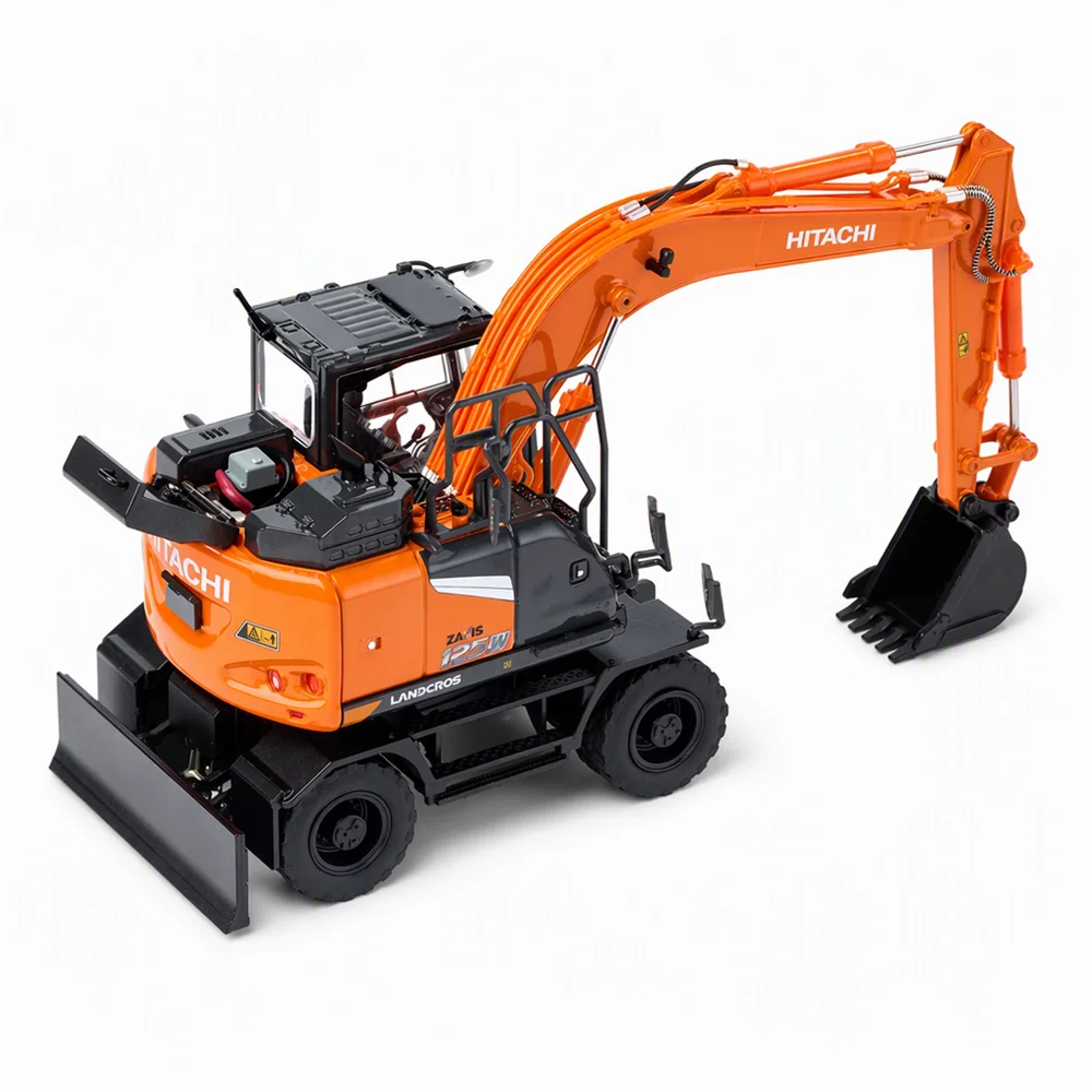 HITACHI ZX125W-7 LANDCROS 1:50 Wheeled Excavator Scale Alloy Model,Opening Cab Doors & Engine Hood