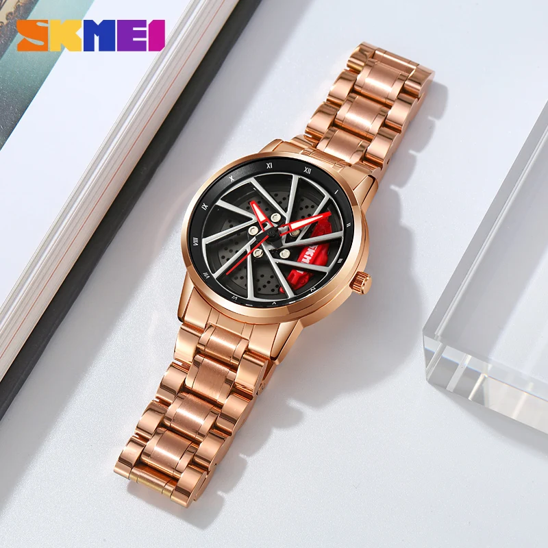 SKMEI Wheel Men's Luxury Watch Waterproof Rotary Sport Car Rim Man Watch High Quality Fashion Best Selling Quartz Men's Watches