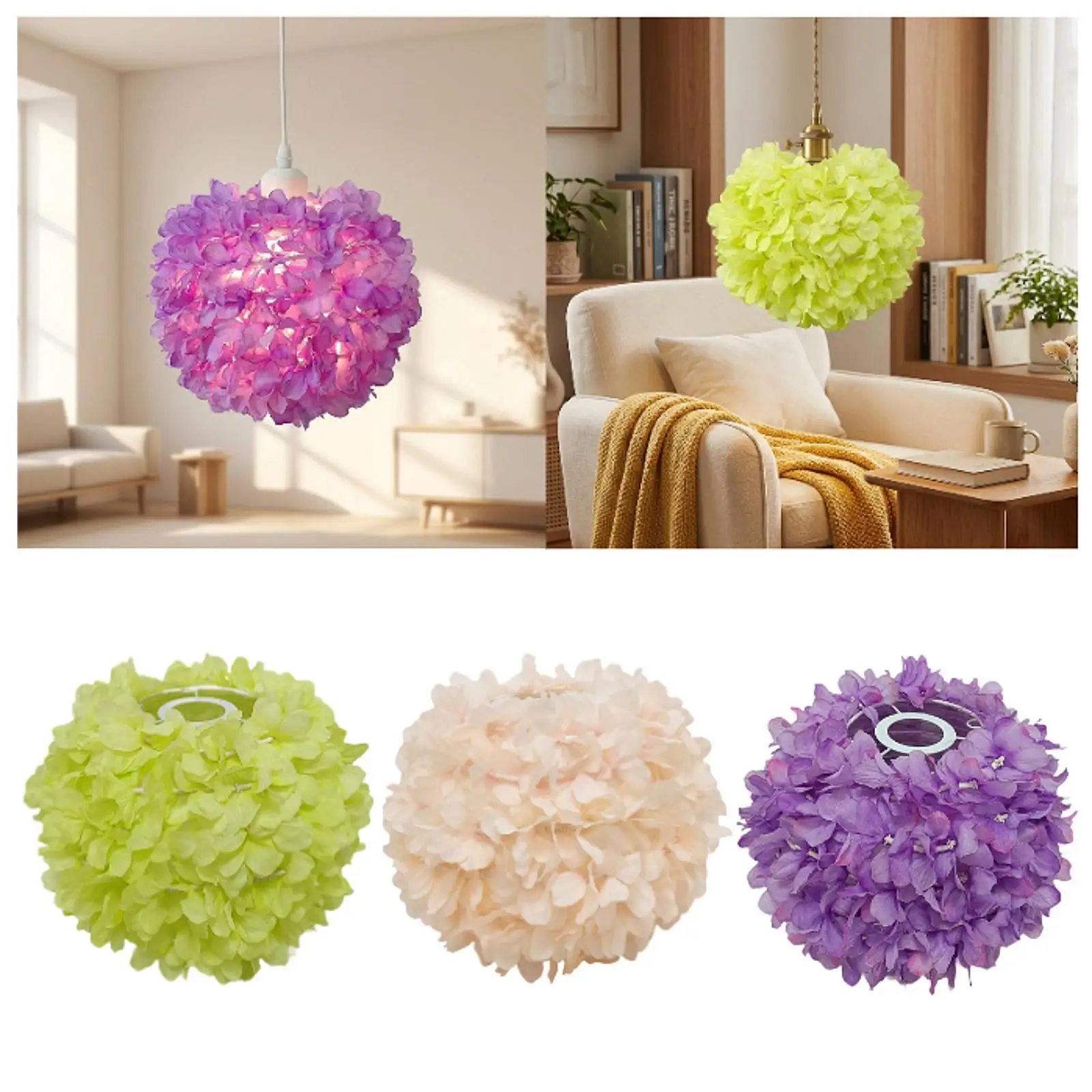 Globe Lamp Shade Decorative Flower Design E27 Lighting Cover for Table Lamp Bedside Living Room Hotel Dining Room Decor