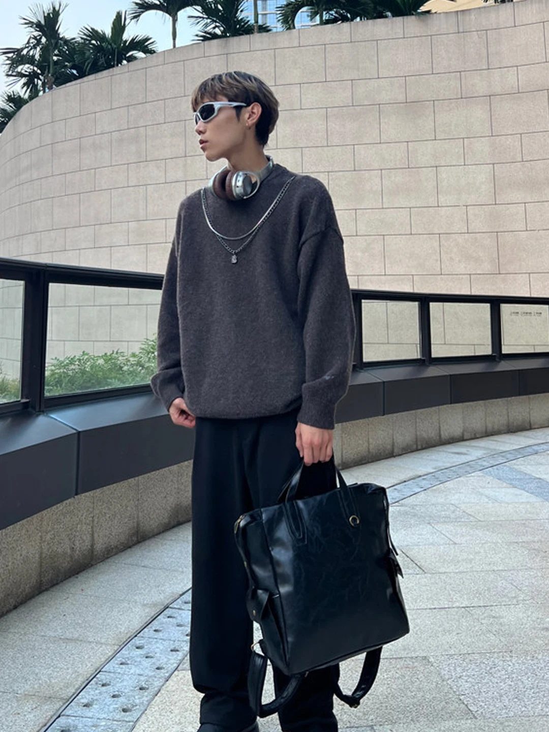 NIN Retro Commuter Backpack Unisex Student Computer Bag Street Harajuku Style Dual Shoulder Straps Vertical Square Shape PU