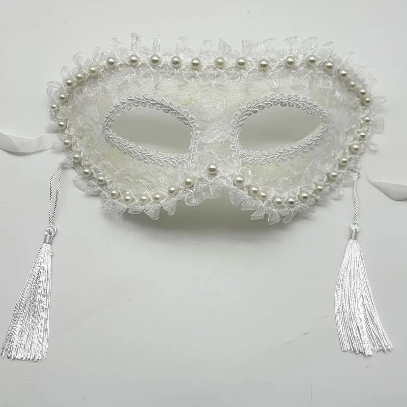 مثير الدانتيل نصف الوجه قناع الملكة النساء اللؤلؤ شرابة حفلة تنكرية كرنفال قناع هالوين الرقص حفلة تأثيري ديكور الدعائم