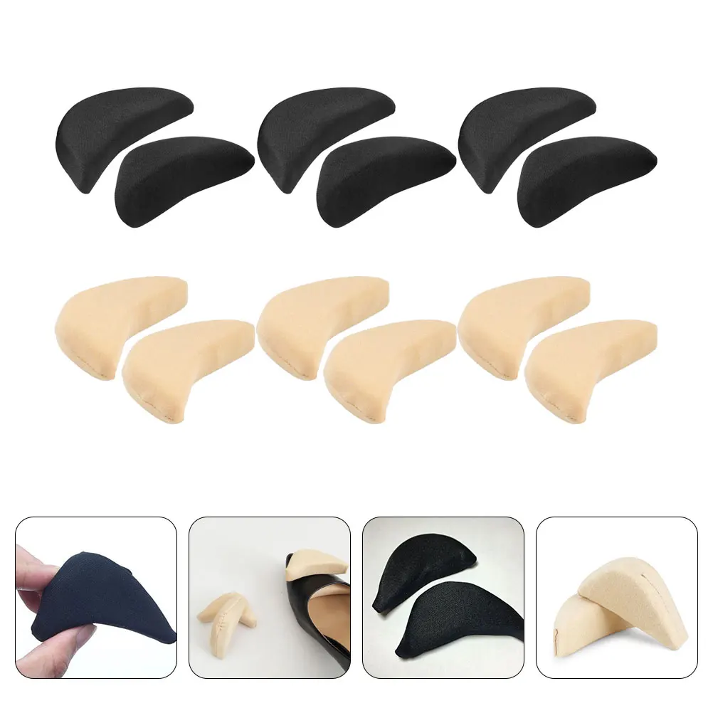 

12pcs Toe Plugs Inserts for Big Shoes Women Black Skin Color 6 Pairs Soft Comfortable Reusable Make Shoes Fit Perfectly High