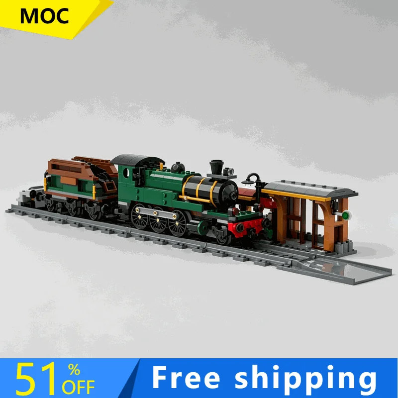 560 PCS Vintage Steam Train Alternate Build Vehicle Building Block Model Bricks DIY Assembly Display Customize Toy Creative Gift