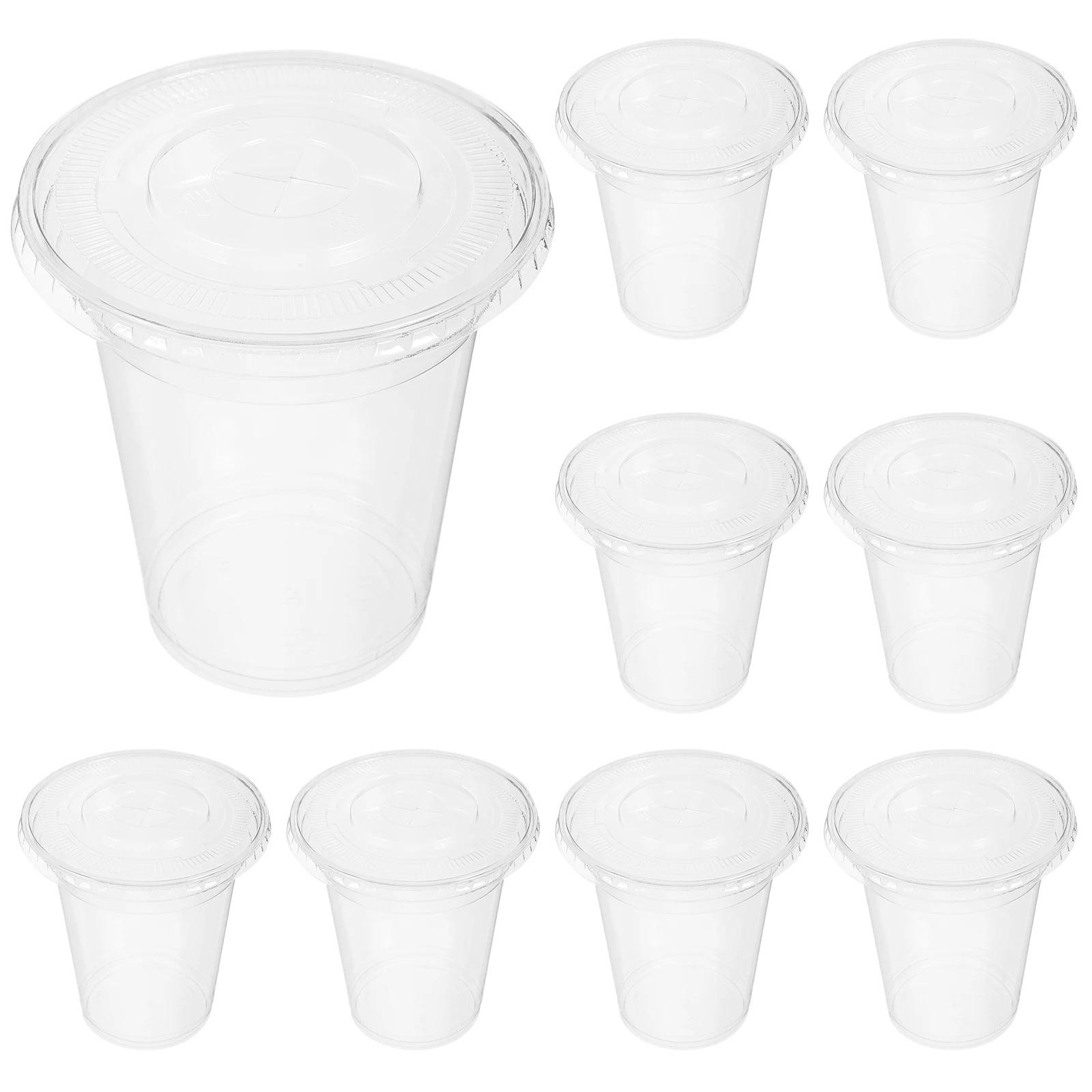 

10 Pcs PET Plastic Cups Set 400ML Clear Disposable Coffee Juice Beverage Cups Lids Transparent Drinking Straw Friendly Multi