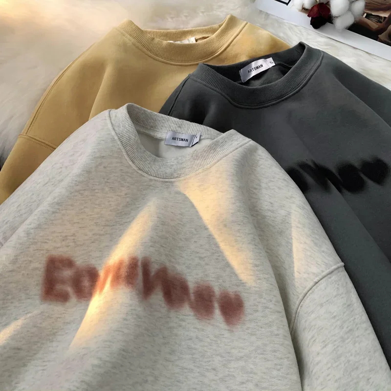 Sweat à Capuche en Coton avec Lettres Imprimées pour Homme, Pull Ras du Cou, PVD, Y2K, Streetwear, Hip Hop, à la Mode, Nouvelle Collection