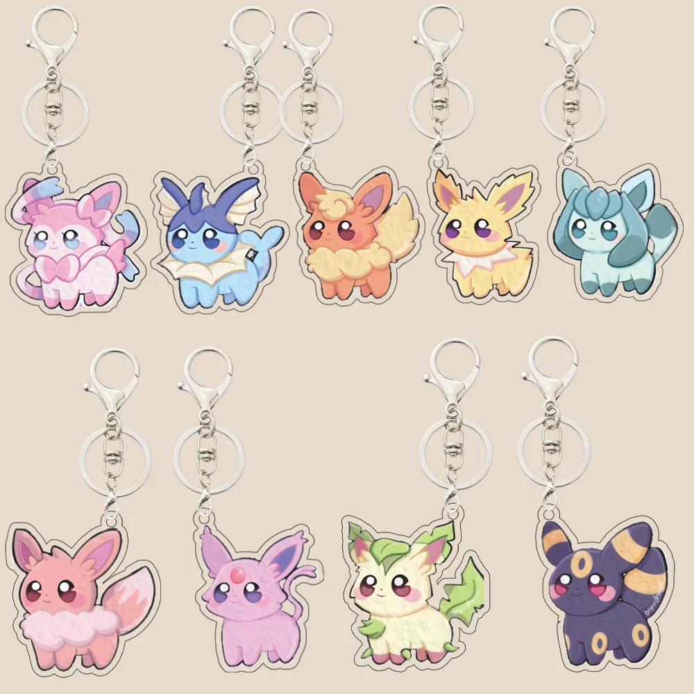 

Акриловый брелок EeveelutionEspeon Vaporeon Sylveon Glaceon Eevee Umbreon Jolteon Leafeon Flareon, сумка для мобильного телефона, кулон, подарок